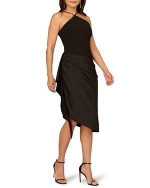Aidan Mattox Bonded Crepe Mixed Media Cocktail Dress - Black