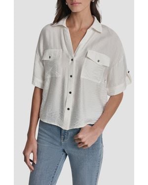 DKNY Short Sleeve Roll Tab Shirt - Gray