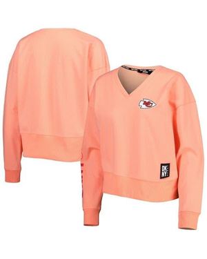 DKNY Las Vegas Raiders Lily V-Neck Pullover Sweatshirt - Orange