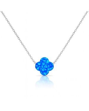 Donatello Gian Sterling Opal Clover Necklace - Blue