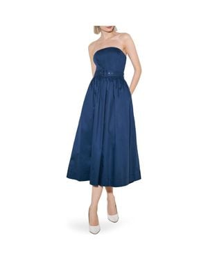 FREEMARKET Belted Strapless Midi Dress - Blue