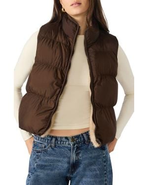 Steve Madden Brady Quilted & Faux Fur Vest - Blue