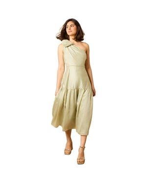 Oasis Bow Shoulder Detail Midi Dress - Yellow