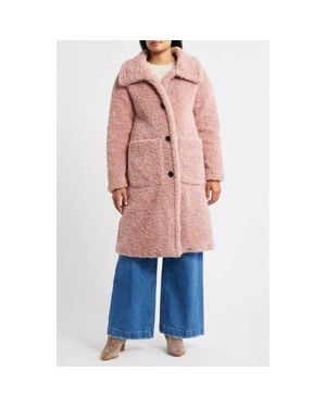 BCBGMAXAZRIA Long Teddy Coat - Pink