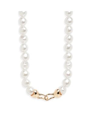 Open Edit Faux Pearl Necklace - White