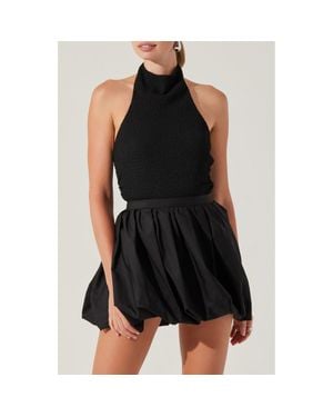 Astr Gwyneth Smock Halter Top - Black