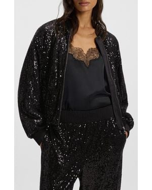 BOSS Jilloi Sequin Bomber Jacket - Black