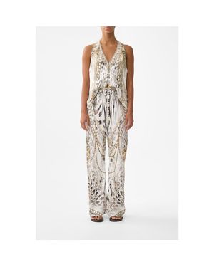 CAMILLA Bias Cut Drawstring Pant - Metallic