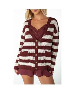 Roxy Tamarindo Open Stitch Cardigan - Red