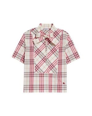 Burberry Olea Plaid Cotton Pullover Shirt - Pink