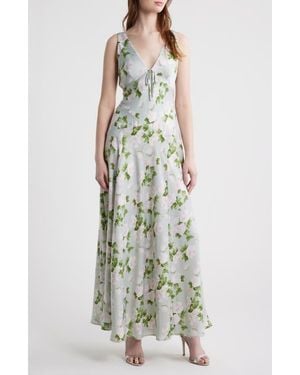 Wayf Lucasta Floral Satin Gown - Multicolor