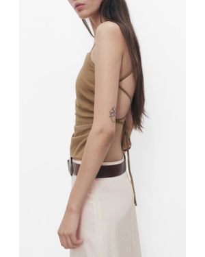 Mango Crossback Cotton & Linen Top - Natural