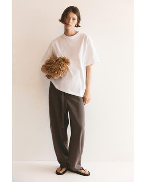 H&M Tie-Belt Barrel-Leg Pants - Brown