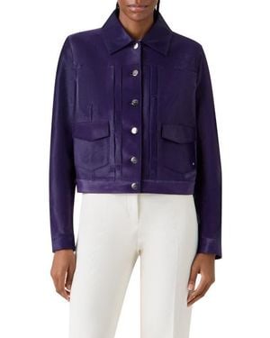 Akris Hilbert Suede Trucker Jacket - Blue