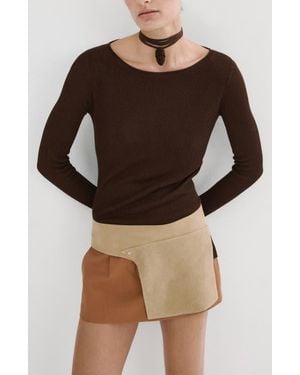 Mango Asymmetric Rib Sweater - Brown
