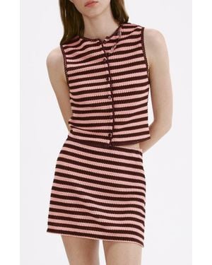 Mango Stripe Sweater Vest - Red
