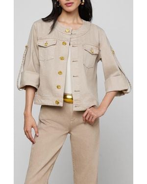 L'Agence Anouk Collarless Jacket - Natural