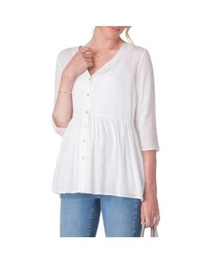 Seraphine Clip-Dot Chiffon Maternity/Nursing Top - White