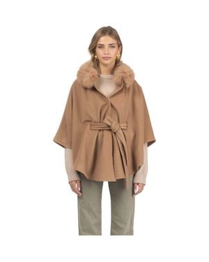 Gorski Wool Belted Cape - Natural