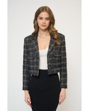 Central Park West Colette Lurex Houndstooth Jacket - Black