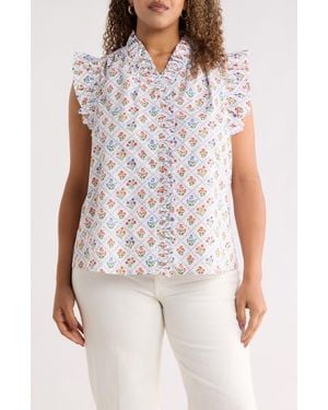 Sugarlips Lara Floral Eviel Ruffle Top - White