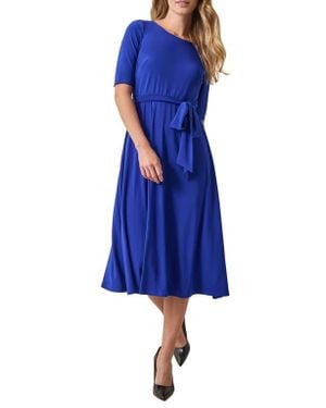 Kasper Tie Belt Fit & Flare Dress - Blue
