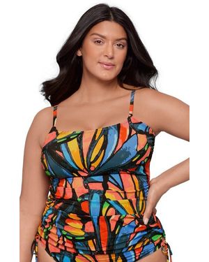 S3 Supportive And Sculpting Classic Shirred-Front Tankini Swimsuit Top - Multicolor