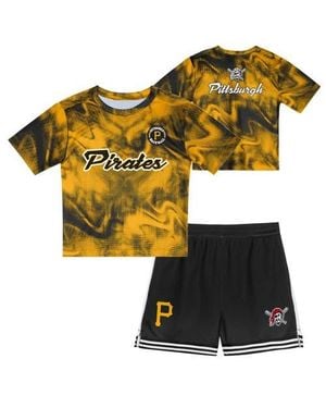 Outerstuff Toddler/ Pittsburgh Pirates Pinch Hitter Infielder T-Shirt & Shorts Set - Yellow