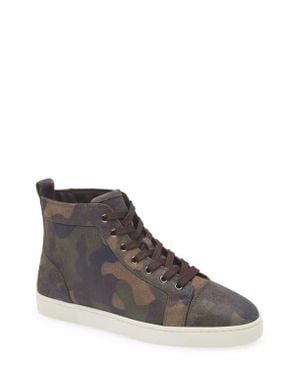 Christian Louboutin Louis Crosta Camouflage High Top Sneaker - Brown