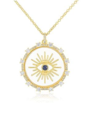 EF Collection 14K Diamond & Sapphire Floating Evil Eye Pendant Necklace - Metallic