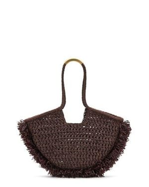 Mango Natural Fiber Shoulder Bag - Brown