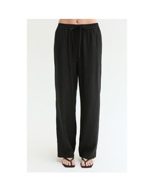Crescent Easy Wear Linen Blend Pants - Black