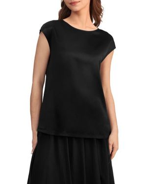 LILYSILK Basic Cap Sleeves Silk Tee - Black