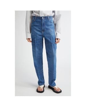 Setchu Hook & Eye Convertible Paper Denim Straight Leg Jeans - Blue