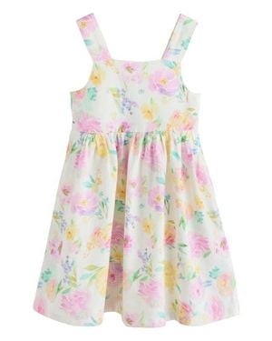 Next Kids' Floral Print Linen Blend Sundress - White