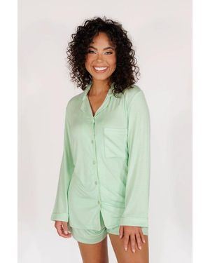 In My Sundays Long Sleeve & Short Pajama Set - Green