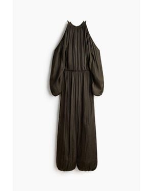 H&M Cold-Shoulder Satin Jumpsuit - Black