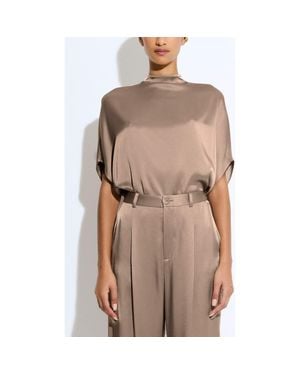 LAPOINTE Satin Cape Tee - Brown