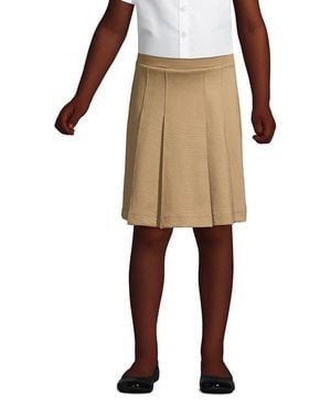 Lands' End School Uniform Girls Ponte Pleat Skirt - Natural