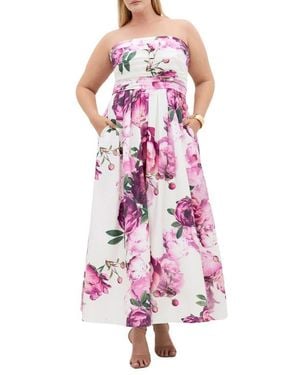 City Chic Rosalee Floral Maxi Dress - Pink