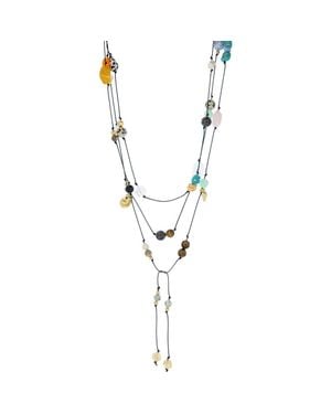 Marlyn Schiff Gemma Beaded Multistrand Lariat Necklace - Metallic