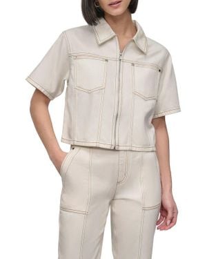 DKNY Crop Denim Jacket - Gray