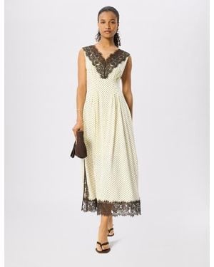 Whistles Lace V-Neck Spot Midi Dress - Natural