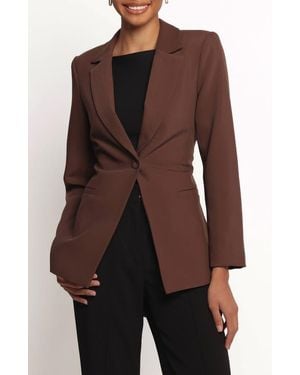 Petal & Pup Eliana Tie Waist Blazer - Brown