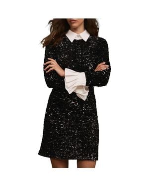 Mint Velvet Sequin Mini Shirt Dress - Black