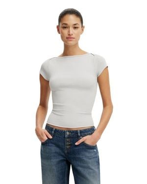 Cotton On Boatneck Cap Sleeve Tee - White
