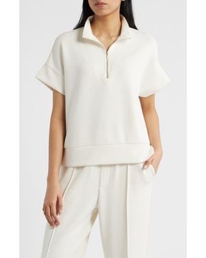 Bernardo Half Zip Short Sleeve Top - White