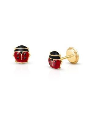 Tiny Blessings 14K Lil' Ladybug Studs Screw Back Earrings - Red
