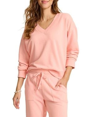 Tommy Bahama Marina Del Mar Cotton V-Neck Sweatshirt - Pink