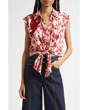Cinq À Sept Floral Ribbons Sleeveless Shirt - Blue